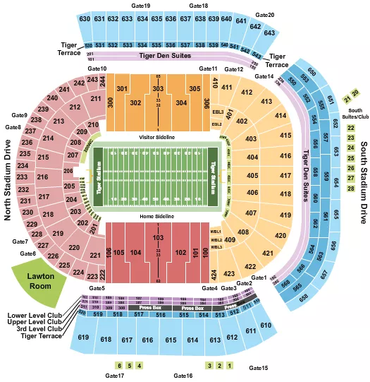 TIGER STADIUM BATON ROUGE FOOTBALL Seating Map Seating Chart