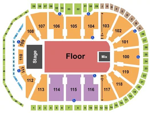 ENDSTAGE GA FLOOR Seating Map Seating Chart