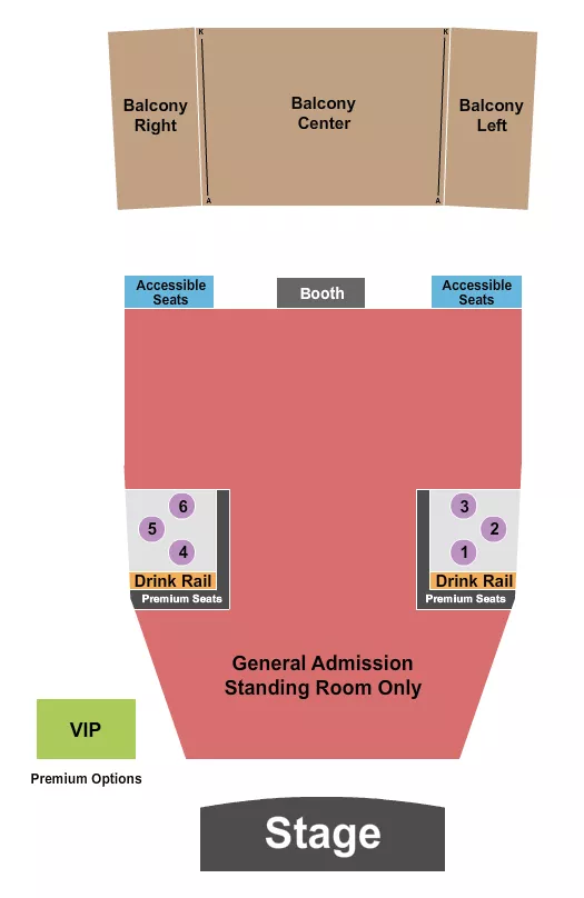 TOWER THEATRE OK GA FLOOR RSV BALC BISTRO Seating Map Seating Chart
