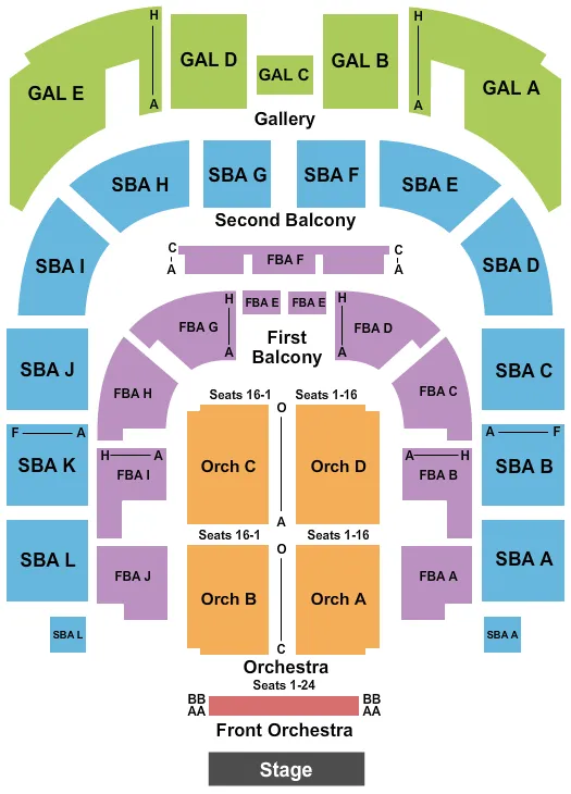 END STAGE Seating Map Seating Chart