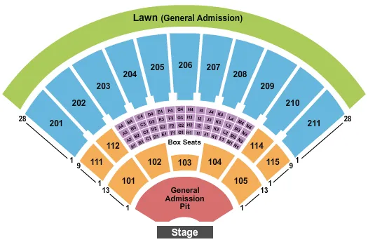 ENDSTAGE WITH GA PIT Seating Map Seating Chart