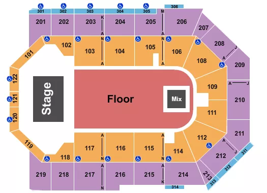 TOYOTA ARENA ONTARIO ENDSTAGE GA FLOOR 2 Seating Map Seating Chart
