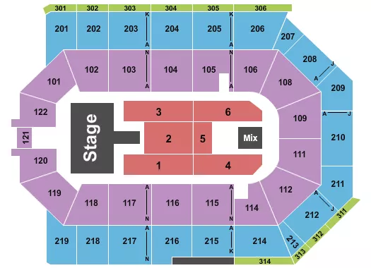 TOYOTA ARENA ONTARIO ENDSTAGE W CATWALK Seating Map Seating Chart