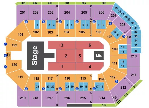 TOYOTA ARENA ONTARIO ENDSTAGE W CATWALK Seating Map Seating Chart