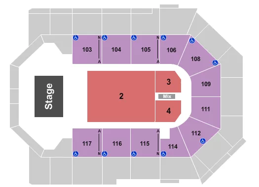 TOYOTA ARENA ONTARIO ENDSTAGE NO UPPER LEVEL Seating Map Seating Chart