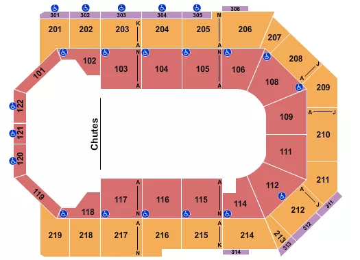 TOYOTA ARENA ONTARIO RODEO Seating Map Seating Chart