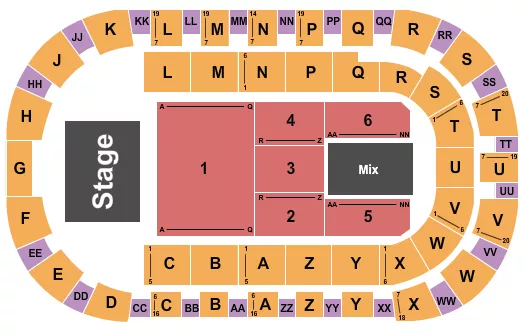 TOYOTA CENTER KENNEWICK THIRD DAY Seating Map Seating Chart