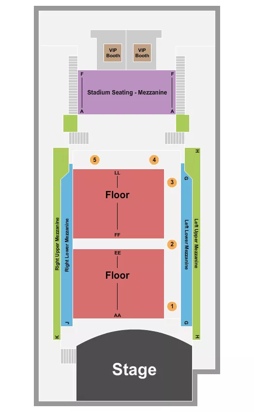 ENDSTAGE RESERVED W VIP TABLES Seating Map Seating Chart