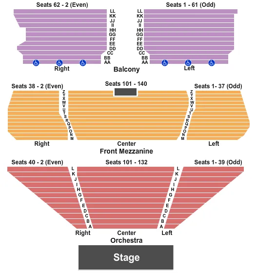 TROPICANA SHOWROOM AT TROPICANA CASINO NJ END STAGE Seating Map Seating Chart