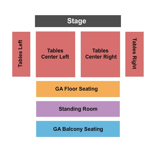 ENDSTAGE TABLES GA FLOOR BALC Seating Map Seating Chart