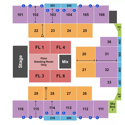 EVENT CENTER AT TURNING STONE RESORT CASINO ENDSTAGE STANDING FLOOR Seating Map Seating Chart