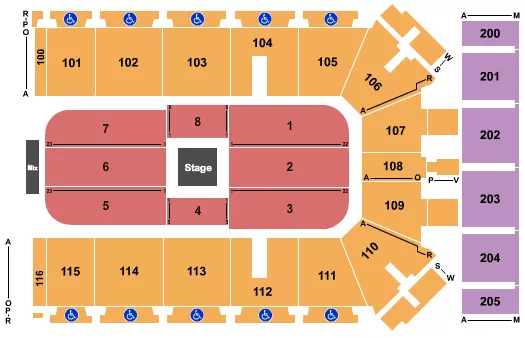 TYSON EVENTS CENTER FLEET FARM ARENA CENTER STAGE 1 Seating Map Seating Chart