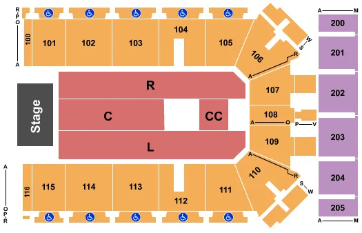 TYSON EVENTS CENTER FLEET FARM ARENA ENDSTAGE 3 Seating Map Seating Chart
