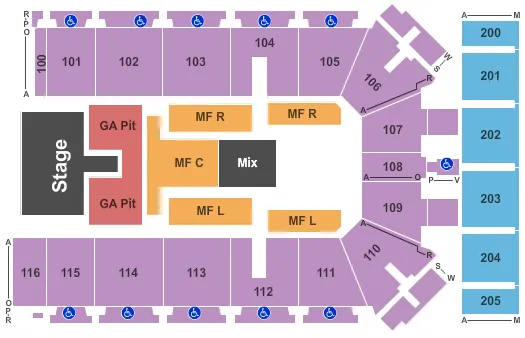 TYSON EVENTS CENTER FLEET FARM ARENA ENDSTAGE GA FLOOR Seating Map Seating Chart