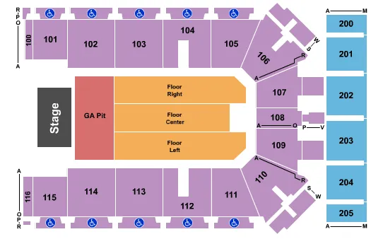 TYSON EVENTS CENTER FLEET FARM ARENA ENDSTAGE GA PIT Seating Map Seating Chart