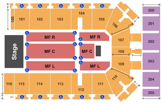 TYSON EVENTS CENTER FLEET FARM ARENA ENDSTAGE Seating Map Seating Chart