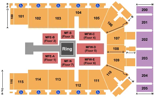 TYSON EVENTS CENTER FLEET FARM ARENA WWE RAW Seating Map Seating Chart