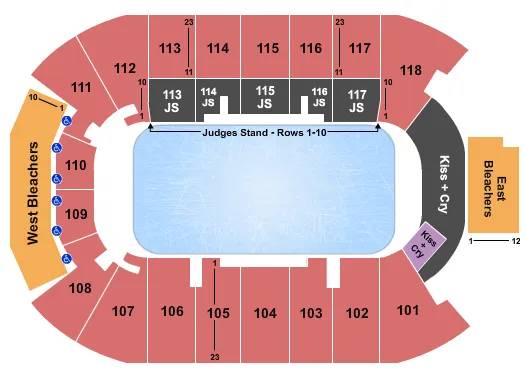UBC DOUG MITCHELL THUNDERBIRD SPORTS CENTRE FIGURE SKATING Seating Map Seating Chart