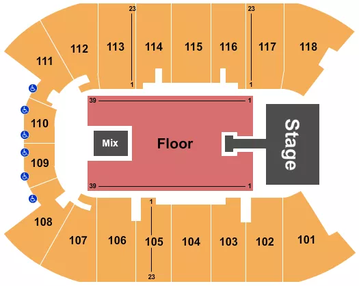 UBC DOUG MITCHELL THUNDERBIRD SPORTS CENTRE KEHLANI Seating Map Seating Chart