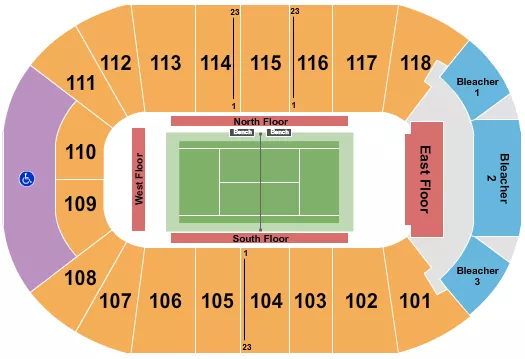 UBC DOUG MITCHELL THUNDERBIRD SPORTS CENTRE TENNIS 2 Seating Map Seating Chart