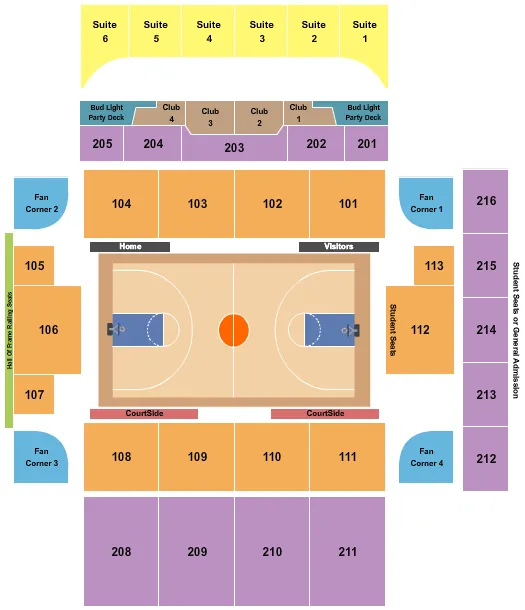 BASKETBALL Seating Map Seating Chart