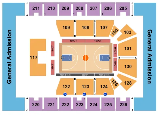 EXPLOREASHEVILLECOM ARENA AT HARRAHS CHEROKEE CENTER BASKETBALL 2 Seating Map Seating Chart