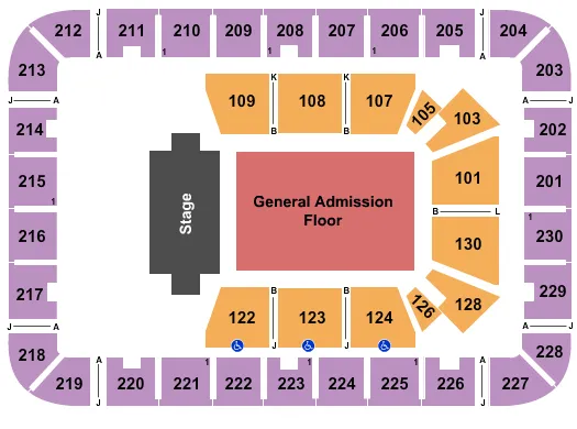 EXPLOREASHEVILLECOM ARENA AT HARRAHS CHEROKEE CENTER ENDSTAGE GA FLOOR Seating Map Seating Chart