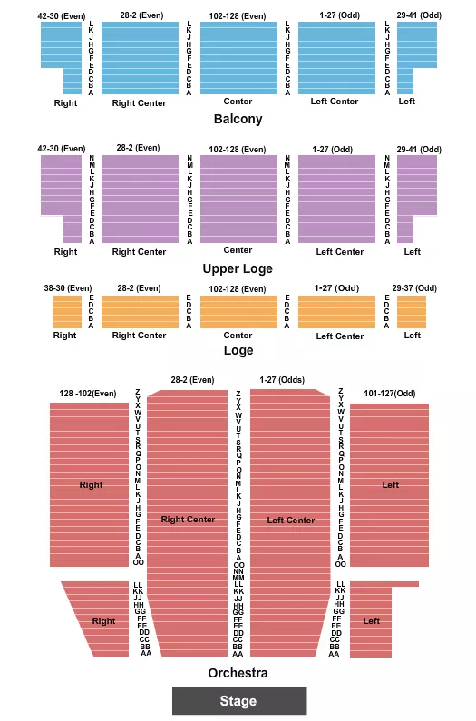 END STAGE Seating Map Seating Chart