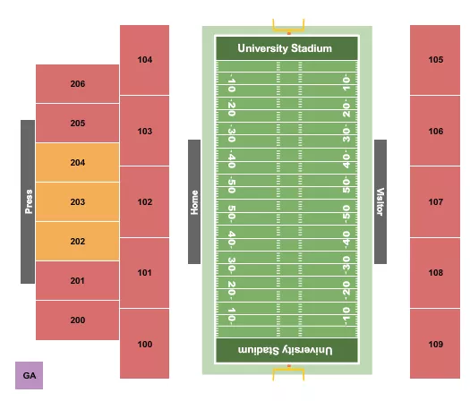 UNIVERSITY STADIUM WEST GEORGIA FOOTBALL Seating Map Seating Chart