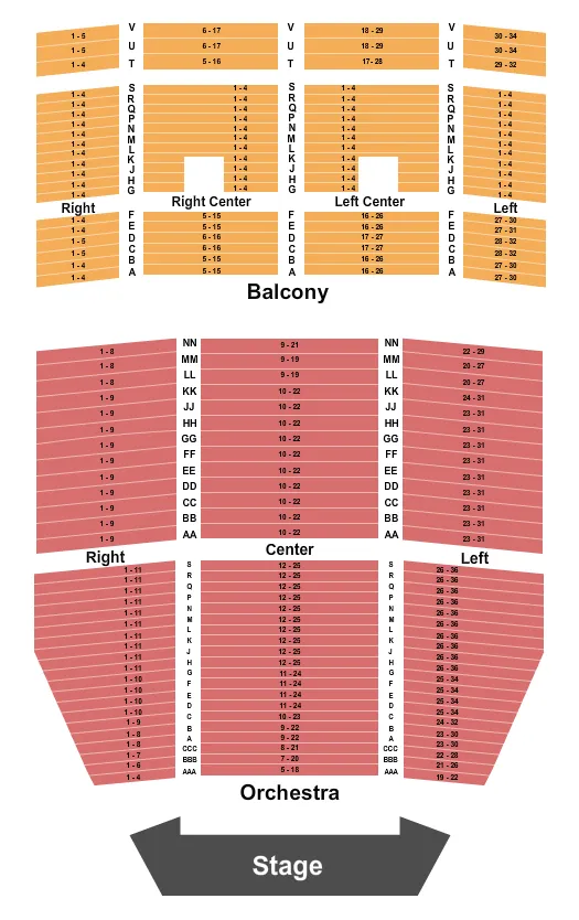 UPTOWN THEATER KC END STAGE Seating Map Seating Chart