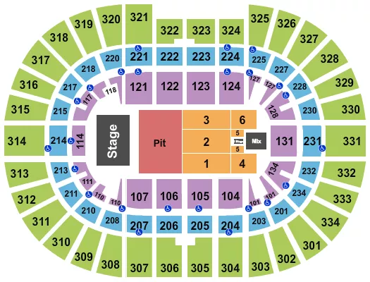 ENDSTAGE PIT W B STAGE Seating Map Seating Chart