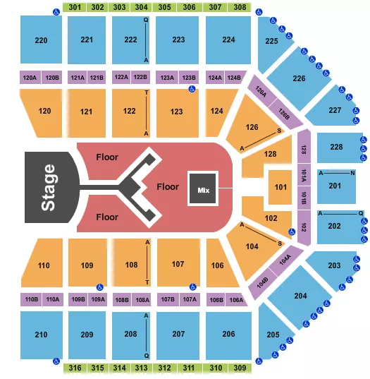 SHINEDOWN Seating Map Seating Chart