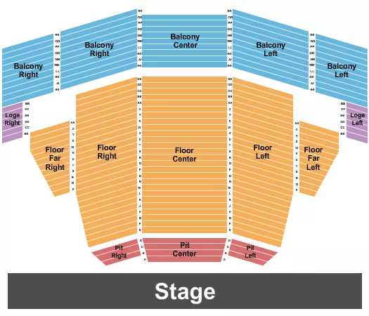 CROUSE PERFORMANCE HALL AT VETERANS MEMORIAL CIVIC CONVENTION CENTER ENDSTAGE PIT Seating Map Seating Chart