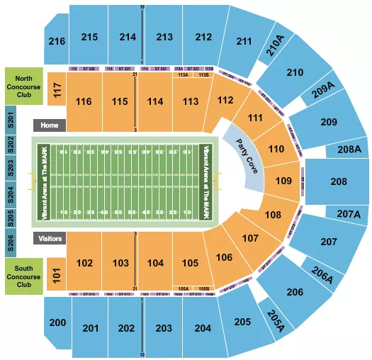 FOOTBALL STEAMWHEELERS Seating Map Seating Chart