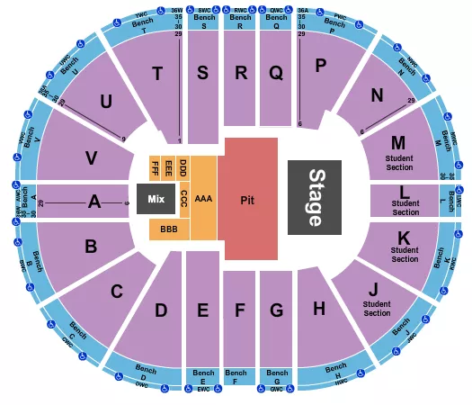 ENDSTAGE PIT Seating Map Seating Chart