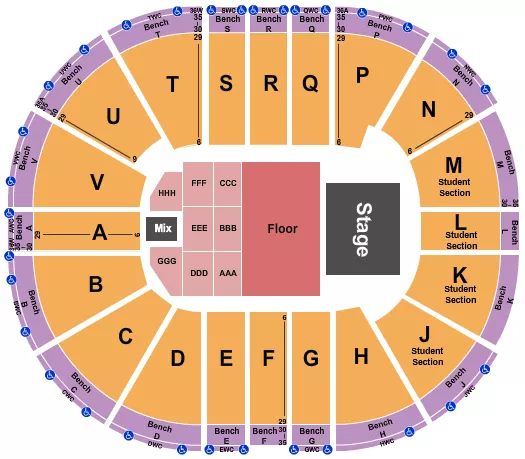 ENDSTAGE WITH GA FLOOR Seating Map Seating Chart