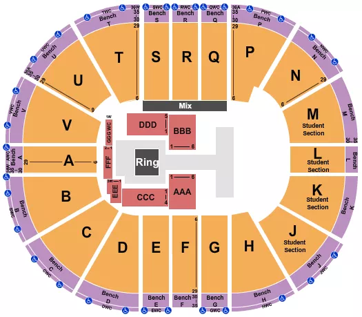 WRESTLING AEW Seating Map Seating Chart