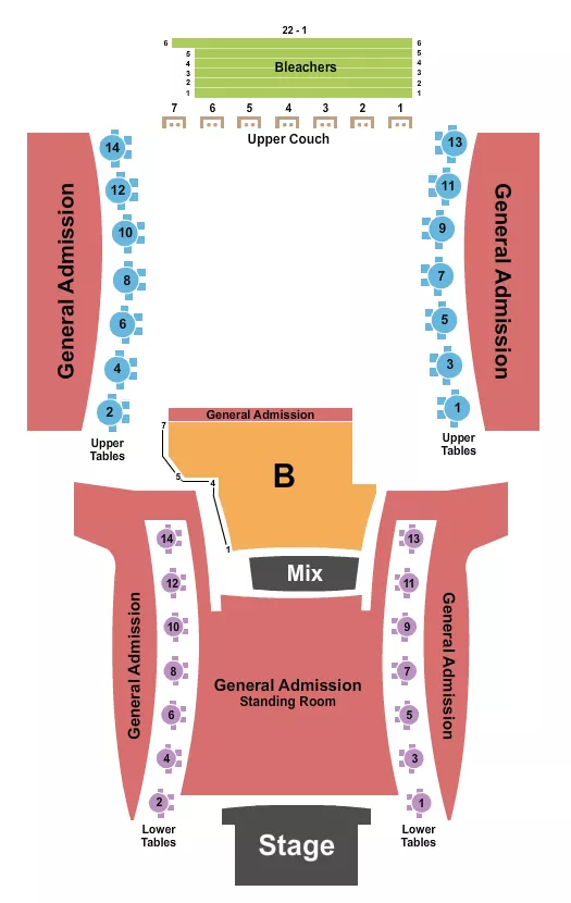VOODOO LOUNGE AT HARRAHS NORTH KANSAS CITY GA FLOOR RESERVED B SECTION Seating Map Seating Chart