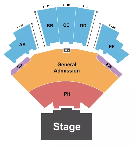 ENDSTAGE PIT GA Seating Map Seating Chart