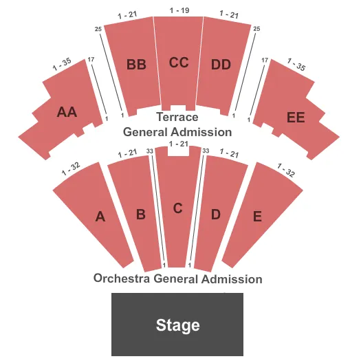 ORCH GA TERRACE GA Seating Map Seating Chart