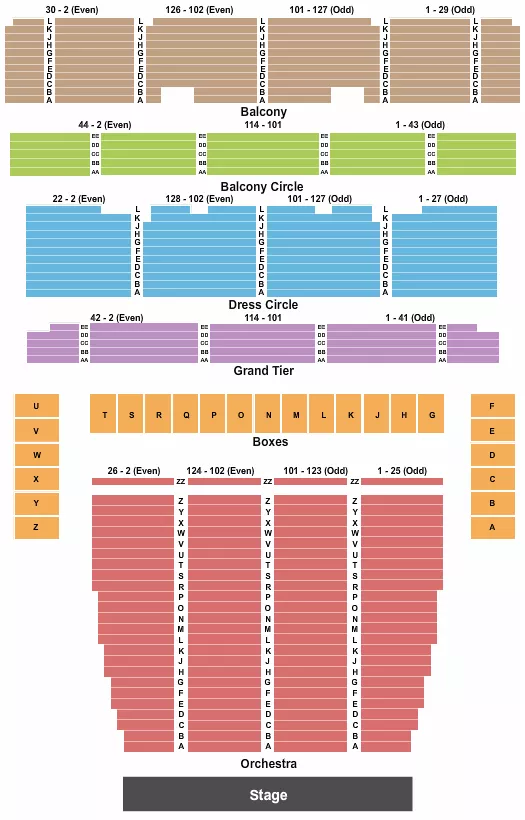 END STAGE Seating Map Seating Chart