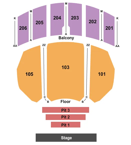 WARNER THEATRE PA ENDSTAGE 2 Seating Map Seating Chart