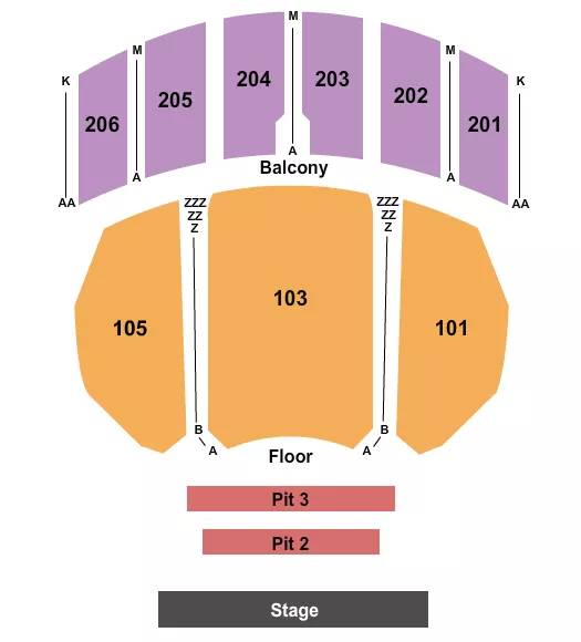WARNER THEATRE PA ENDSTAGE 3 Seating Map Seating Chart
