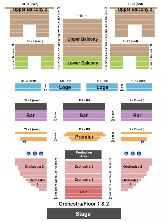 ENDSTAGE GOLD FLR ORCH 12 PREM BAR Seating Map Seating Chart
