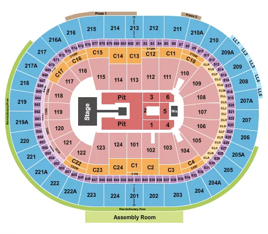 ENDSTAGE PIT WITH CATWALK Seating Map Seating Chart
