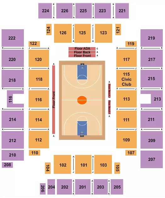 BASKETBALL GLOBETROTTERS Seating Map Seating Chart