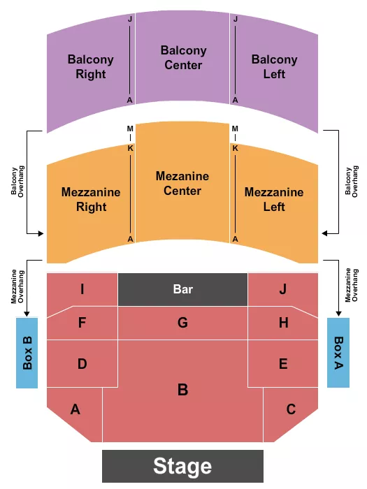 WILBUR THEATRE MA ENDSTAGE 2 Seating Map Seating Chart