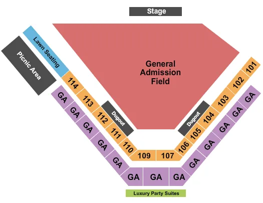 GA FIELD GA STANDS Seating Map Seating Chart