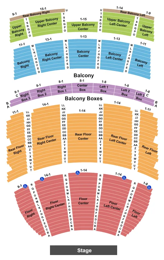 END STAGE NO PIT Seating Map Seating Chart