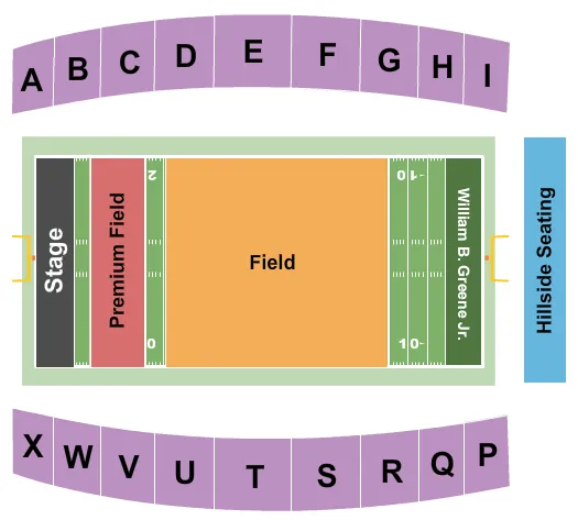 WILLIAM B GREENE JR STADIUM CONCERT Seating Map Seating Chart